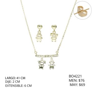 Juego Dorado Niño y Niña Corazon Chapa de Oro BO4221