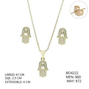 Juego dorado Mano Piedras Chapa de Oro  BO4222