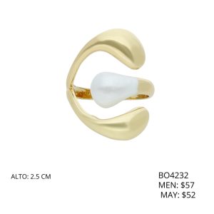 Anillo Dorado Aperlado Chapa de Oro BO4232