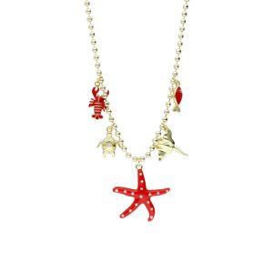Collar Langosta Tortuga Mantarraya Pez Estrella de Mar Chapa de Oro BO4263