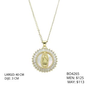 Collar Dorado Virgen Piedras Chapa de Oro BO4265