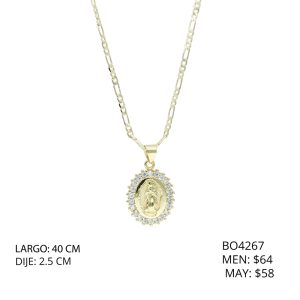 Collar Dorado Virgen Piedras Chapa de Oro BO4267