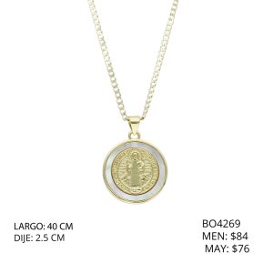 Collar Dorado San Benito Circulo Aperlado Chapa de Oro BO4269