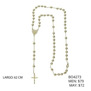 Collar Rosario Corazon Virgen Piedras Chapa de Oro BO4273