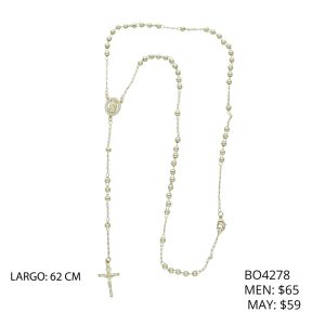 Collar Rosario Virgen Piedras Chapa de Oro BO4278