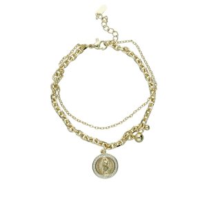 Pulsera Circulo Virgen Piedras Chapa de Oro BO4280