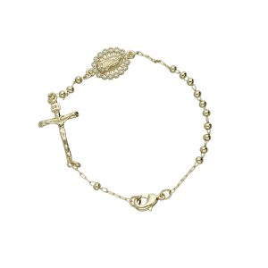 Pulsera Virgen Piedras Cruz Chapa de Oro BO4281