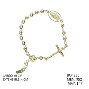 Pulsera Virgen Cruz Chapa de Oro BO4285