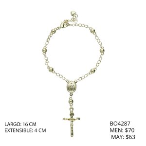 Pulsera Virgen Cruz Chapa de Oro BO4287