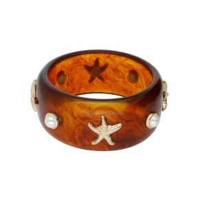 Pulsera Acrilico Café Perlas Estrella de Mar Bisuteria CB2167