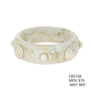 Pulsera Acrilico Blanca Perla Concha Bisuteria CB2168