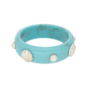 Pulsera Acrilico Azul Perla Concha Bisuteria CB2169