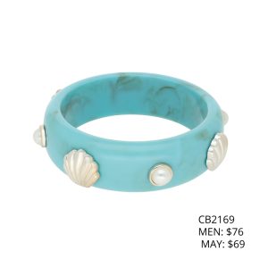 Pulsera Acrilico Azul Perla Concha Bisuteria CB2169