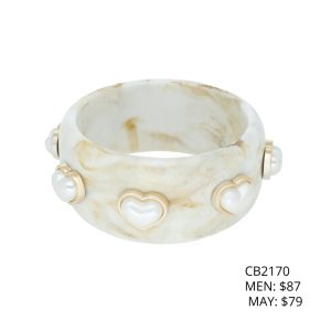 Pulsera Acrilico Blanco Corazon Perla Bisuteria CB2170