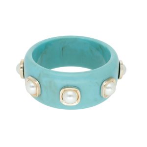 Pulsera Acrilico Azul Perla Bisuteria  CB2172