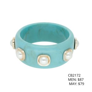 Pulsera Acrilico Azul Perla Bisuteria  CB2172