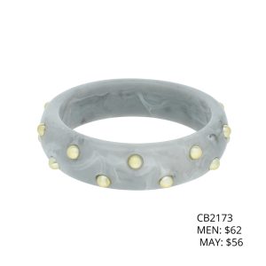 Pulsera Acrilico Gris Bola Dorada Bisuteria CB2173