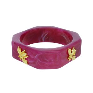 Pulsera Acrilico Rosa Insecto Bisuteria CB2175