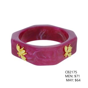 Pulsera Acrilico Rosa Insecto Bisuteria CB2175
