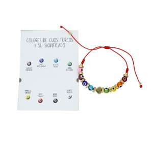 Pulsera Ojos Turcos Colores Corazon Chapa de Oro CH4687