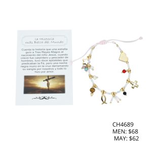 Pusera Rosa Corazon Estrella Cruz Pez Chapa de Oro CH4689