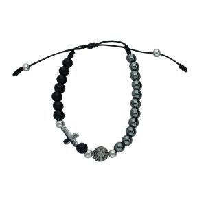 Pulsera Piedra San Benito Cruz Acero Inoxidable CH4692