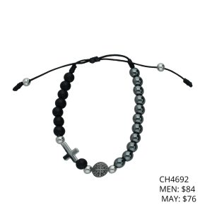 Pulsera Piedra San Benito Cruz Acero Inoxidable CH4692