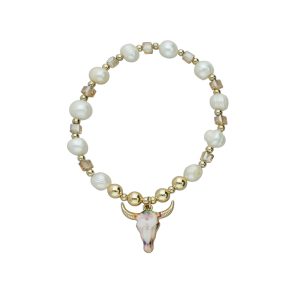 Pulsera Perlas Cabe de Toro Chapa de Oro CH4693