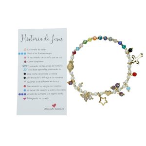 Pulsera Historia de Jesus Chapa de Oro CH4698