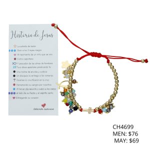 Pulsera Historia de Jesus Chapa de Oro CH4699