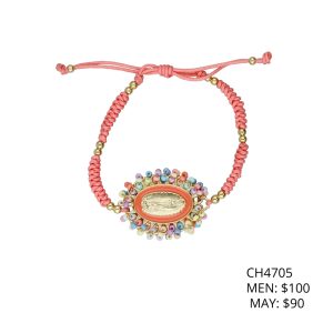 Pulsera Rosa Viergen Chapa de Oro CH4705