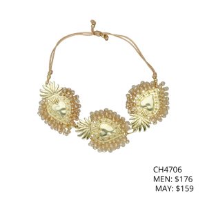 Pulsera Dorada Corazones Piedras Chapa de Oro CH4706