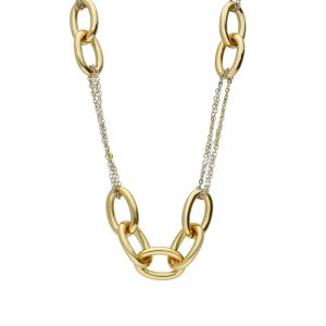 Collar De Eslabon  Chapa de Oro Acero Inoxidable A005150