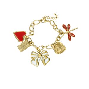 Pulsera Libelula, Corazon, Moño Acero Inoxidable A005293
