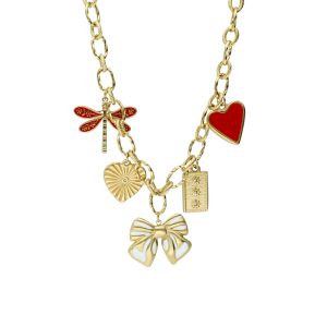 Collar Libelula, Corazon, Moño Acero Inoxidable A005294