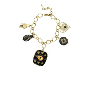 Pulsera Mano, Ojo, Corazon Acero Inoxidable A005315