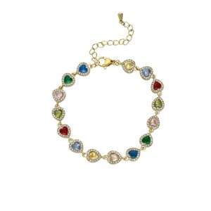 Pulsera Corazon, Cristales Colores Acero Inoxidable A005321