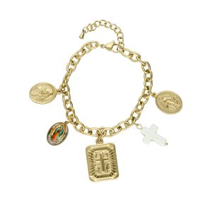 Pulsera Virgen de Guadalupe, Cruz, Virgen la Milagrosa, Religiosa Acero Inoxidable A005322