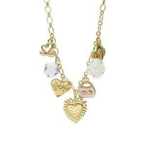 Collar Corazon, Cisne, Flor, Bolsa, Mano Acero Inoxidable A005331