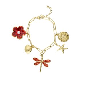 Pulsera Flor, Concha, Libelula, Estrella de Mar, Luna Acero Inoxidable A005332