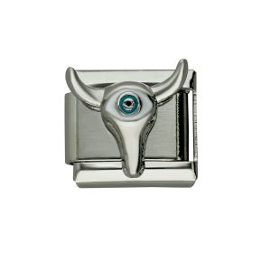Charm Toro Ojo Plateado de Acero Inoxidable A005499
