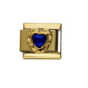 Charm Corazon Piedra Azul de Acero Inoxidable A005503