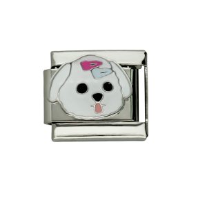 Charm perro Blanco  de Acero Inoxidable A005508