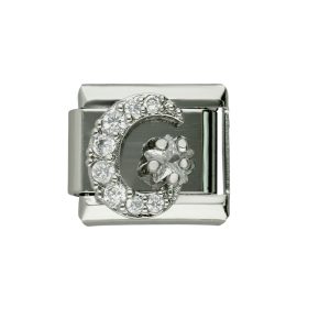 Charm Luna Estrella Piedras Plateado de Acero Inoxidable A005512