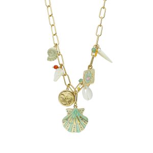 Collar Corazon Conchas  de Acero Inoxidable A005516