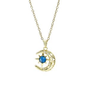 Collar Chapa de Oro y Acero Luna y Estrella BA1040