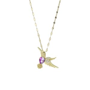 Collar Colibri  de Baño de Oro con Acero BA1073