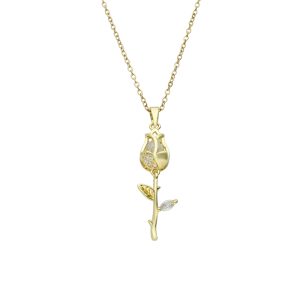 Collar Flor, Tulipan de Baño de Oro con Acero BA1079