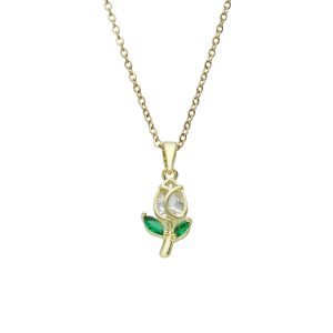 Collar Flor, Tulipan de Baño de Oro con Acero BA1086