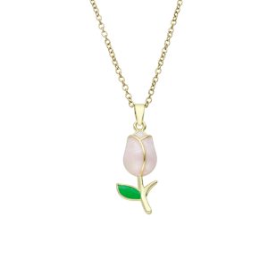 Collar Flor Tulipan Baño de Oro y Acero BA1094